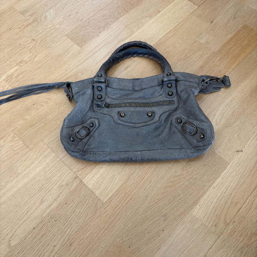 Balenciaga Handle Bag, Motocross Class, Gray